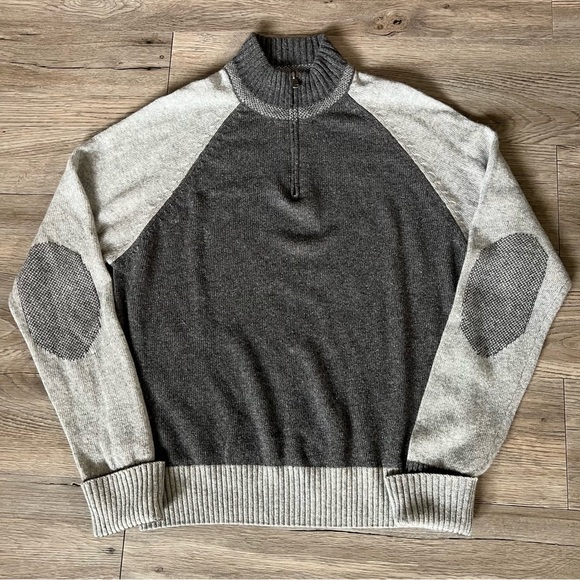 Men's Charcoal and Light Gray Zip-Up Sweater - Picture 1 of 5